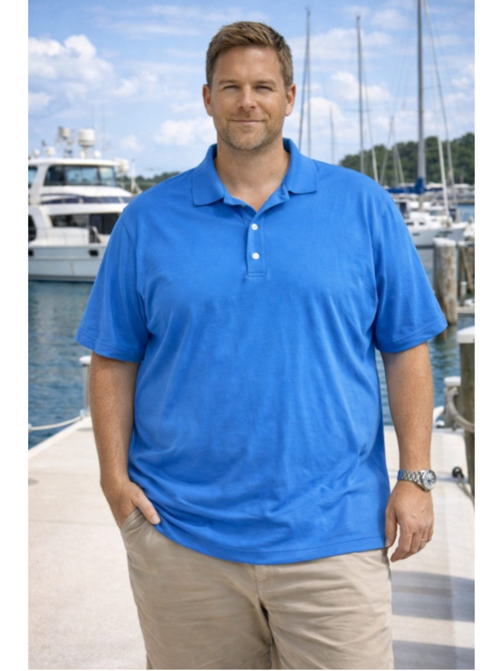 Men's Bobby Jones Polo Shirt 2XL Blue Summer